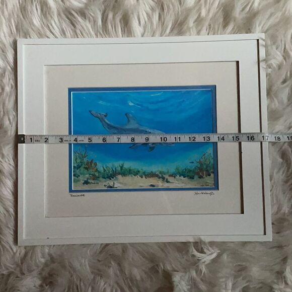 Watercolor Dolphin Print Framed and Matted (#22 of 300 Made) - Picture 11 of 16